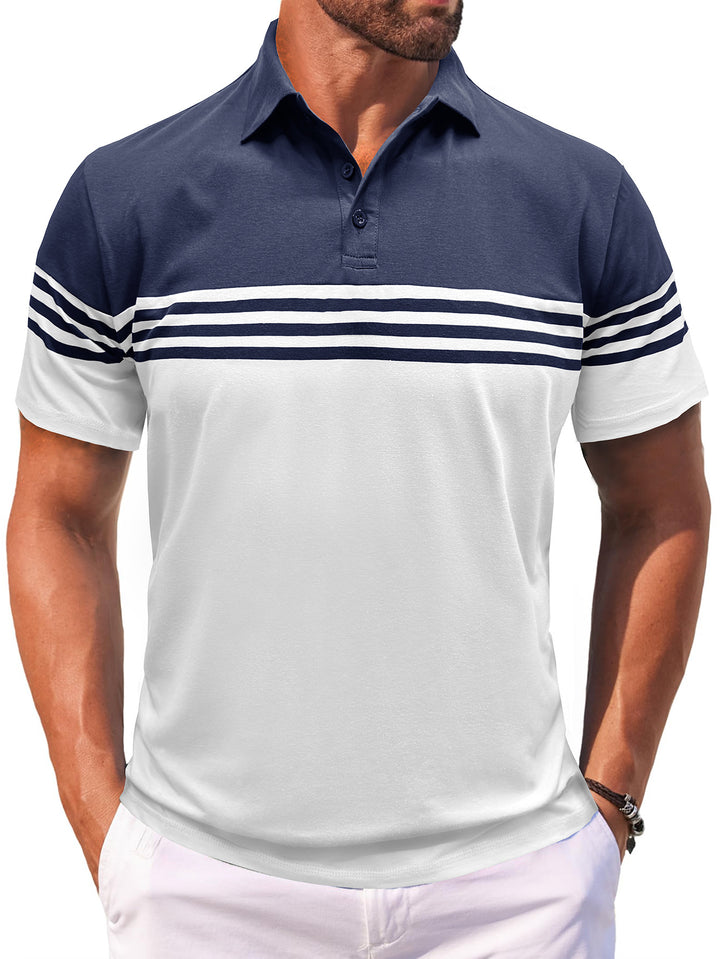 Herren Polo-Shirt mit modernem Streifenmotiv und atmungsaktivem Gewebe Echoarchiv