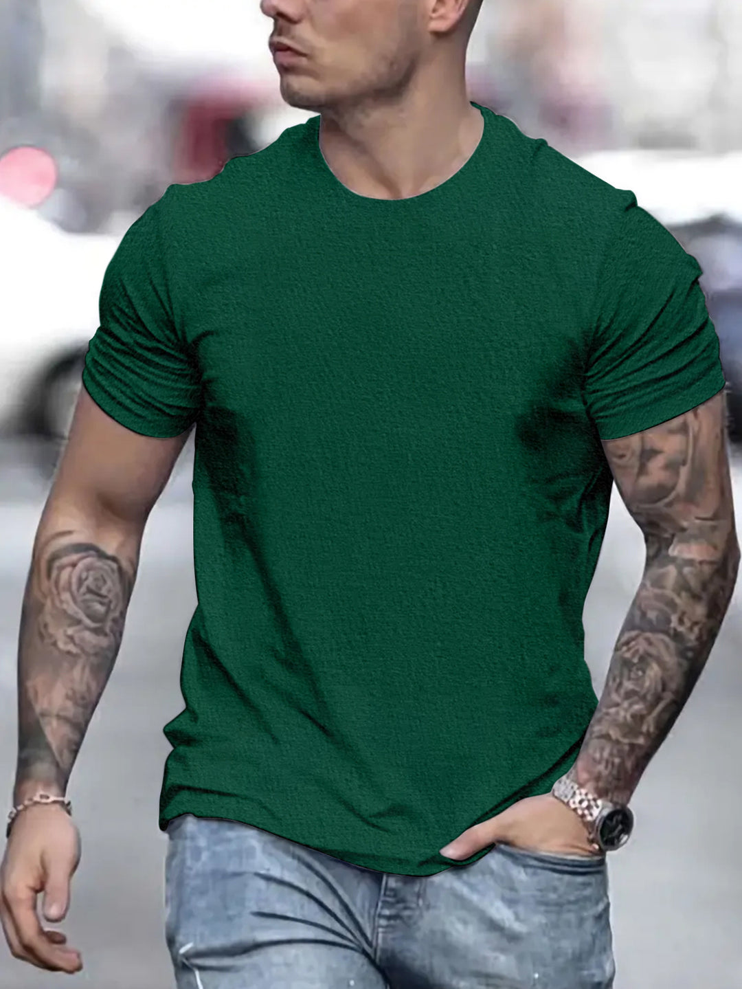 Herren lässiges T-Shirt mit strukturierter Oberfläche und bequemem Schnitt Echoarchiv