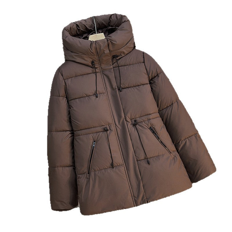 Damen Boxy‑Pufferjacke mit wattierter Isolierung, Steh‑Kapuze und Kordelzügen Echo Archiv