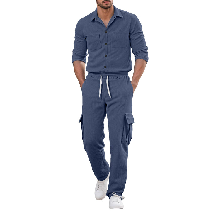 Herren nan geripptes Worker-Hemd mit Brusttaschen und entspannter Cargohose Echo Archiv