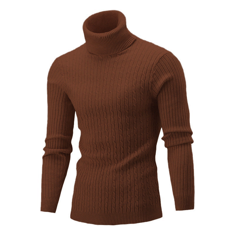 Herren Eleganter Strickpullover mit Stehkragen und feinem Zopfmuster Echoarchiv