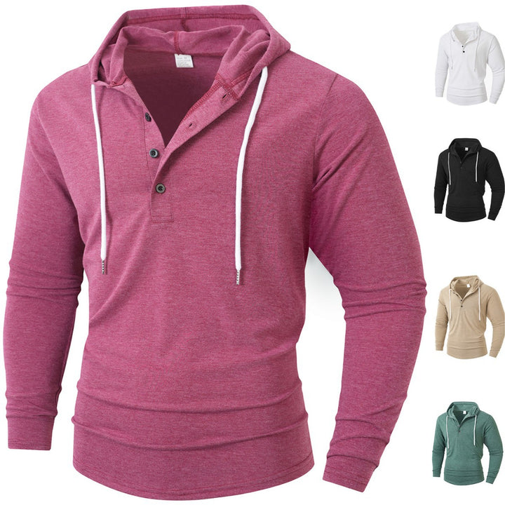 Herren Hoodie mit knöpfbarem Kragen und Kordelzug Echoarchiv