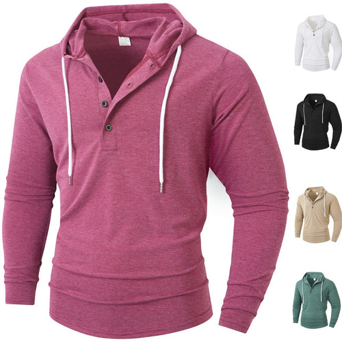 Herren Hoodie mit knöpfbarem Kragen und Kordelzug Echoarchiv