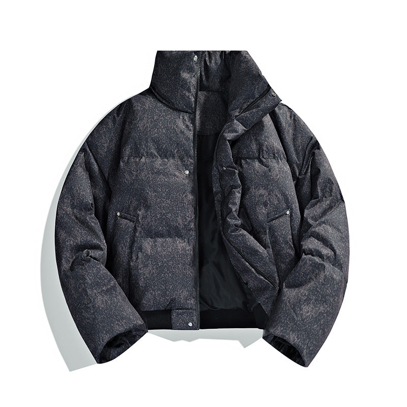 Herren Kurze wattierte Steppjacke mit hohem Stehkragen und matter Strukturoptik Echo Archiv