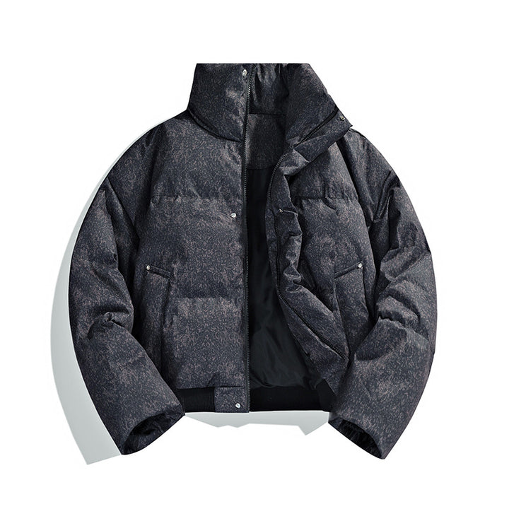 Herren Kurze wattierte Steppjacke mit hohem Stehkragen und matter Strukturoptik Echo Archiv