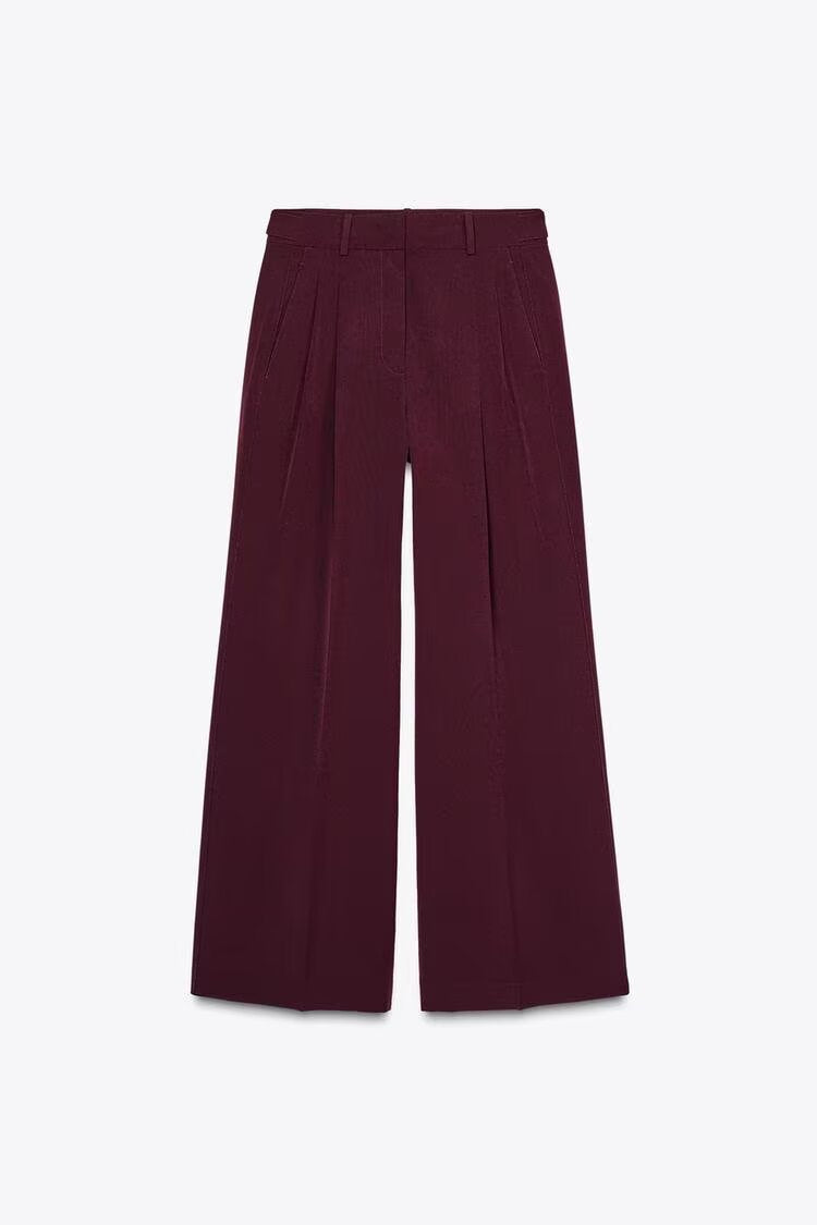 Damen Hochtaillierte Palazzo-Hose mit Bundfalten und weitem Bein Echo Archiv