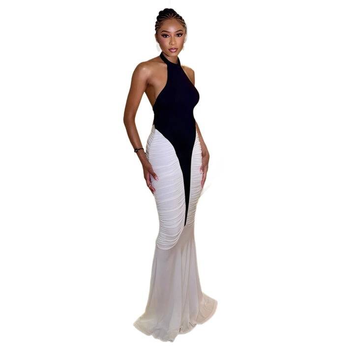 Damen Elegantes Abendkleid mit kontrastierenden Einschnitten Echo Archiv