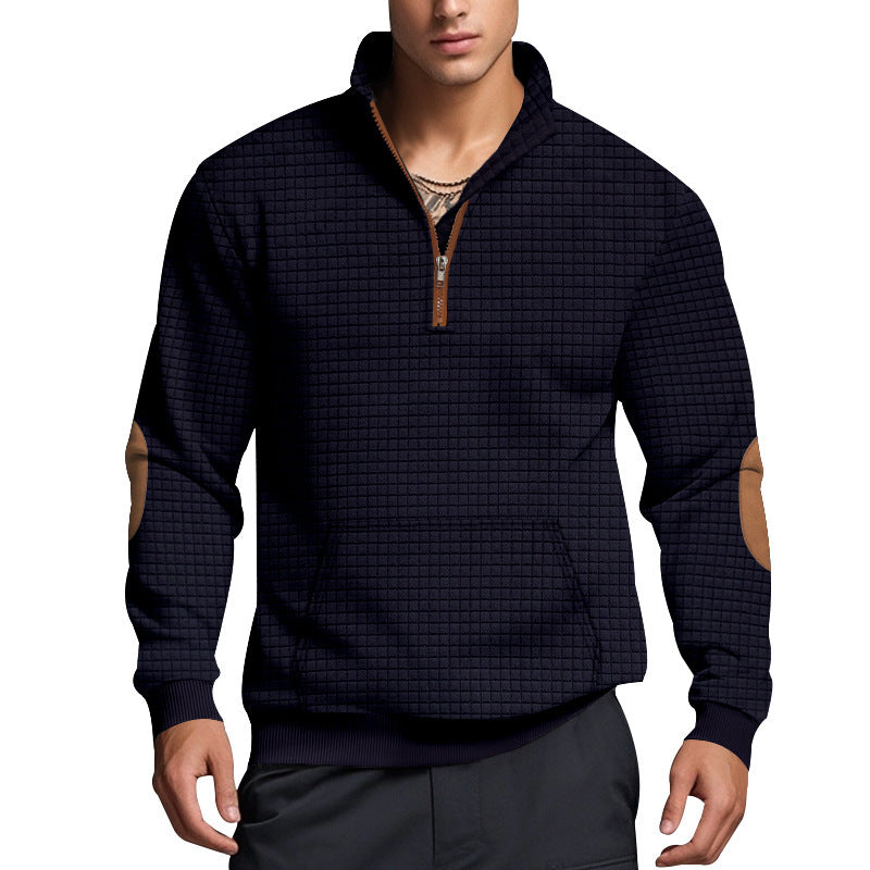 Herren strukturierter Fleece-Pullover mit modischem Stehkragen Echoarchiv