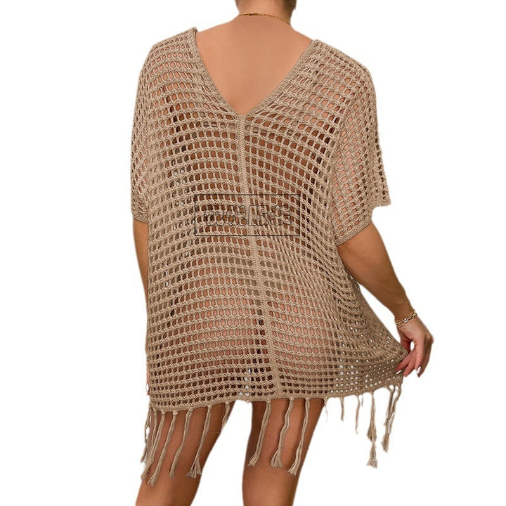 Damen Häkel-Strandtunika mit Fransen und transparentem Design Echo Archiv