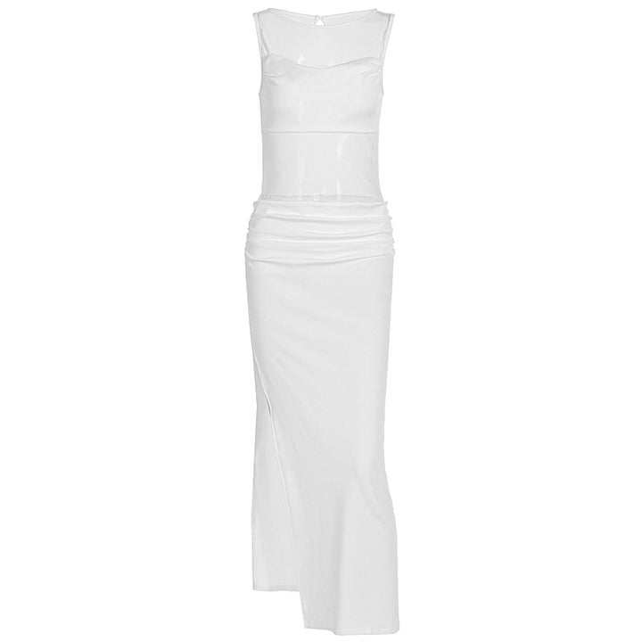 Damen Elegantes Wickelkleid mit transparenten Einsätzen und seitlichem Schlitz Echo Archiv