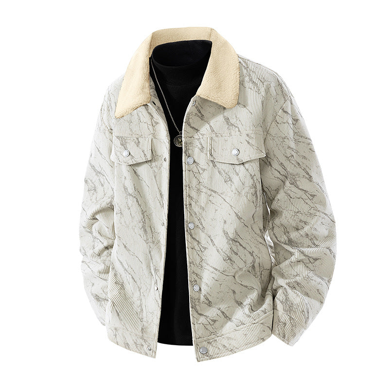 Men's ribbed corduroy sherpa-collar snap trucker jacket – Taviero