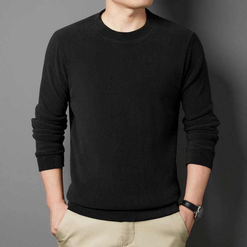 Herren Feiner Rundhals-Pullover aus Baumwollmix mit gerippten Bündchen und schlanker Passform Echoarchiv