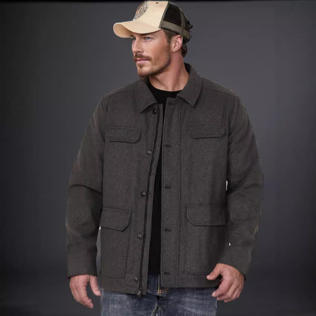 Herren lässige Wolljacke mit praktischen Brusttaschen Echoarchiv