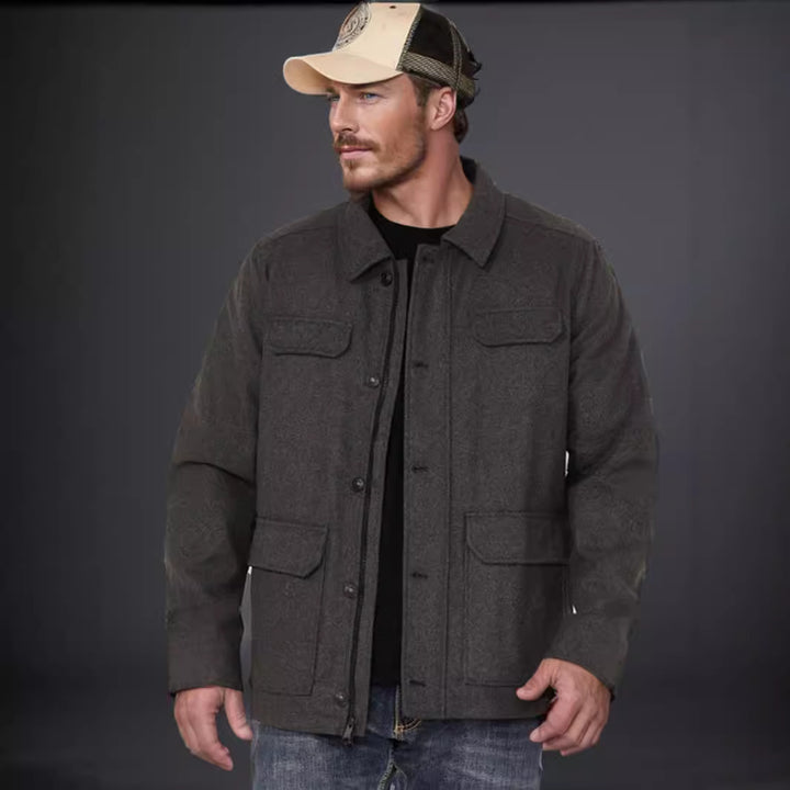 Herren lässige Wolljacke mit praktischen Brusttaschen Echoarchiv