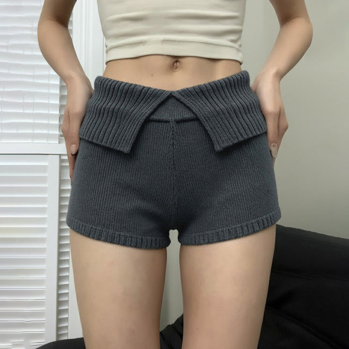 Damen komfortable und elegante Strick-Shorts mit hohem Bund Echo Archiv