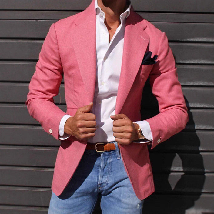 Herren Eleganter Leinenblazer mit modernem Schnitt und strukturiertem Gewebe Echoarchiv