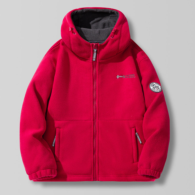Unisex nan Kapuzen-Fleecejacke mit hochgeschlossenem Haubenkragen, durchgehendem Reißverschluss und seitlichen Einschubtaschen Echo Archiv