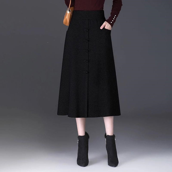 Damen Eleganter und schicker Midi-Rock mit Knopfdetails Echo Archiv