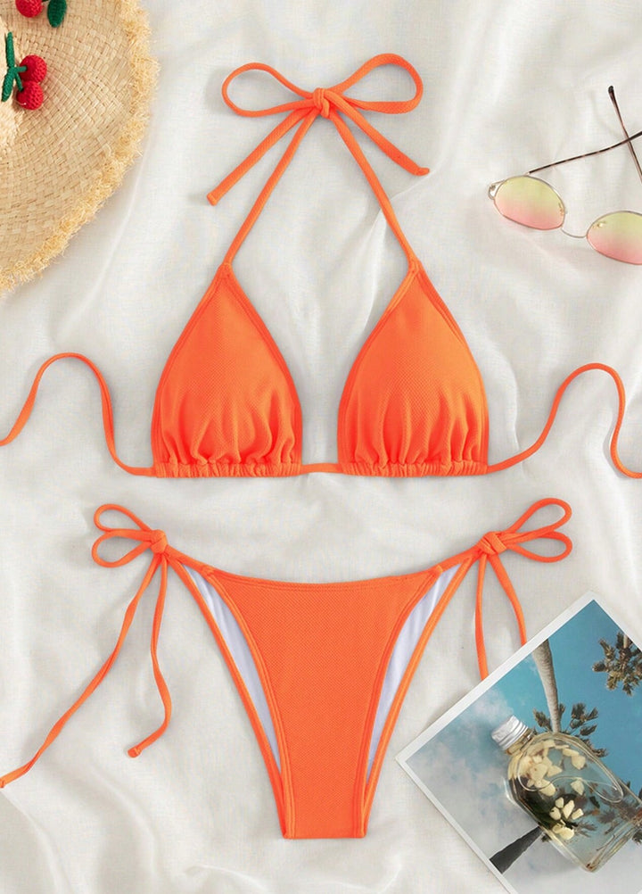 Damen Triangel-Bikini mit verstellbaren Bindebändern und hoher Beinausschnitt Echo Archiv