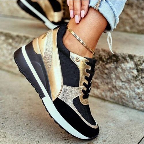 Damen nan Keil-Sneaker mit innenliegender Keilsohle und Materialmix Echo Archiv