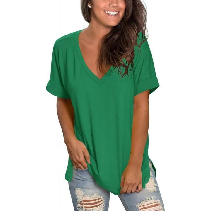 Damen V-Ausschnitt T-Shirt Aus Weichem Single Jersey Echoarchiv