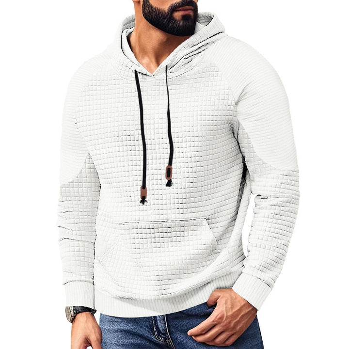 Herren nan quadratstrukturierter Kapuzenpullover in Steppoptik mit Kängurutasche, Raglanärmeln und Kordelzug Echo Archiv