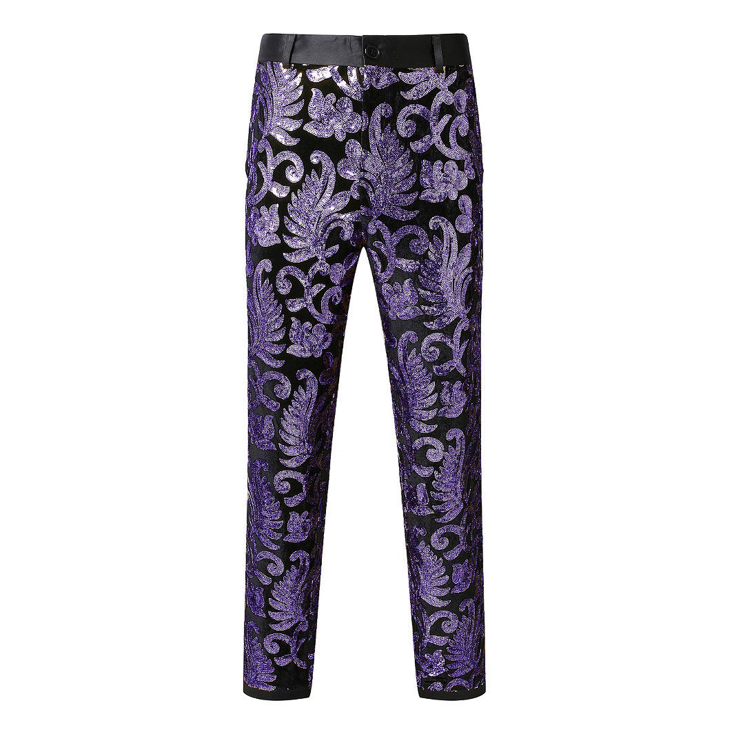 Herren elegante Pailletten-Hosen mit floralem Muster Echoarchiv