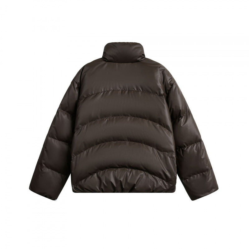 Damen Gekürzte wattierte Boxy‑Jacke mit hohem Stehkragen und Teddyfutter Echo Archiv