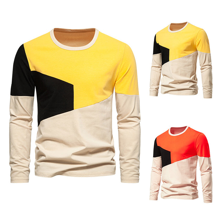 Herren Langarmshirt mit modischem Farbblockdesign und hochwertiger Baumwolle Echoarchiv
