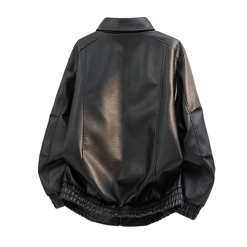 Herren Elegante Kunstlederjacke mit weitem Schnitt – Taviero