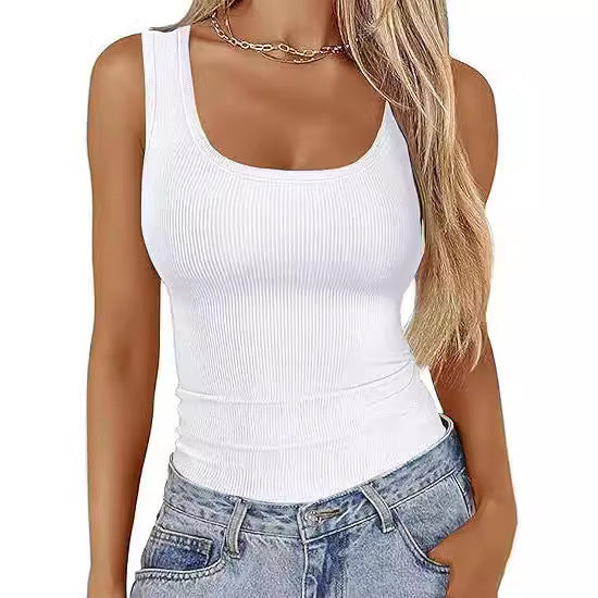 Damen Körperbetontes Oberteil mit breiten Trägern und geripptem Design Echo Archiv