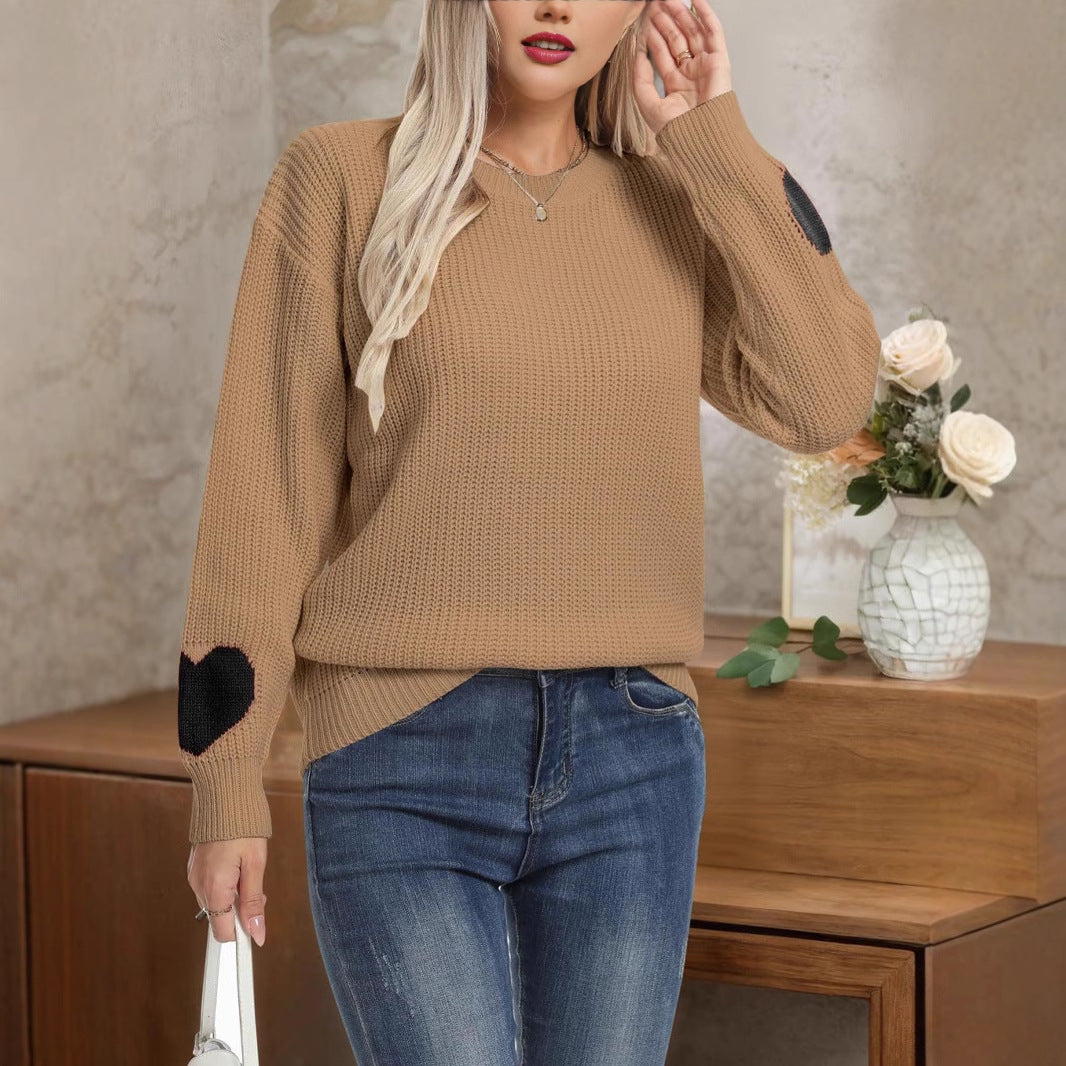 Damen Modischer Strickpullover mit Herz-Details – Mavelle