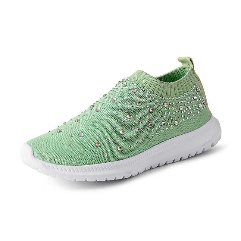 Damen Elastischer Sock-Sneaker mit Strass‑Nieten, atmungsaktivem Strickschaft und dämpfender Komfortsohle Echoarchiv