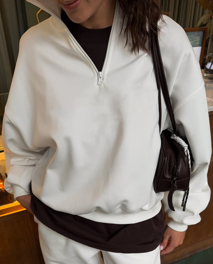 Damen nan Oversize Halbzip-Pullover mit Stehkragen und weitem Lounge-Hose-Set Echo Archiv
