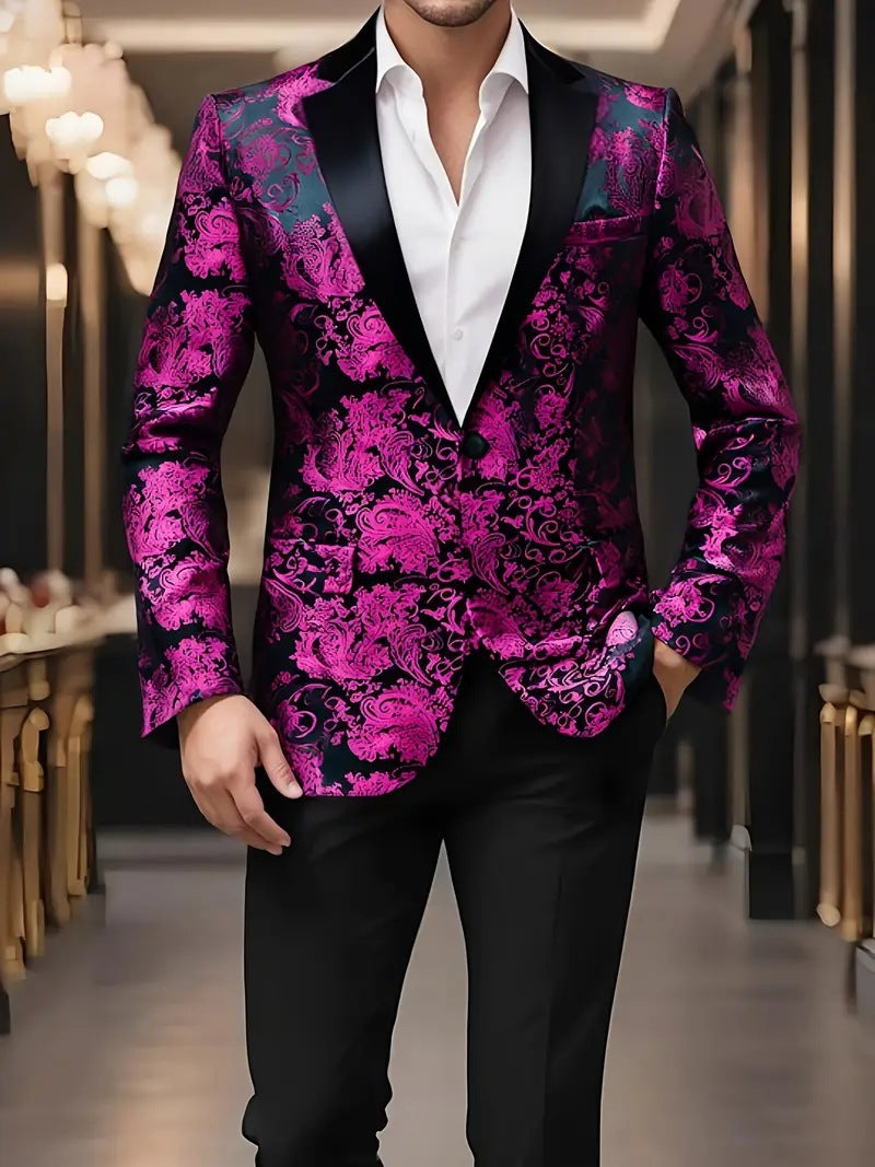 Herren extravagantes Paillettenblazer mit floralem Design Echoarchiv
