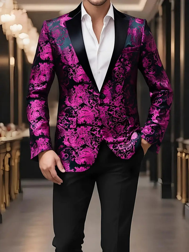Herren extravagantes Paillettenblazer mit floralem Design Echoarchiv