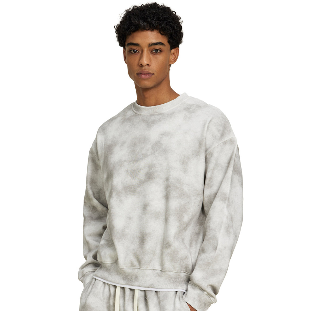 Herren Oversize Batik-Sweatshirt aus Baumwoll-Fleece mit Rundhalsausschnitt Echo Archiv