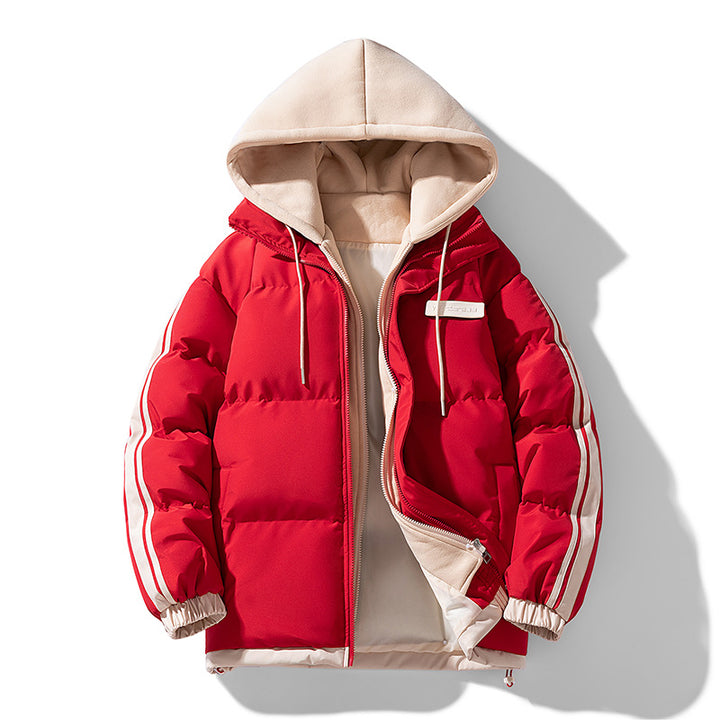 Männer's nano gepolsterte Parka Hybrid mit internem Kapuzenpulli, seitlichen Streifen und Zwei-Wege-Reißverschluss – Marzano