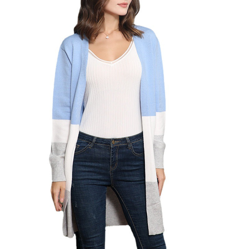 Damen Longcardigan mit Colorblock-Design, offener Front und gerippten Bündchen Echo Archiv