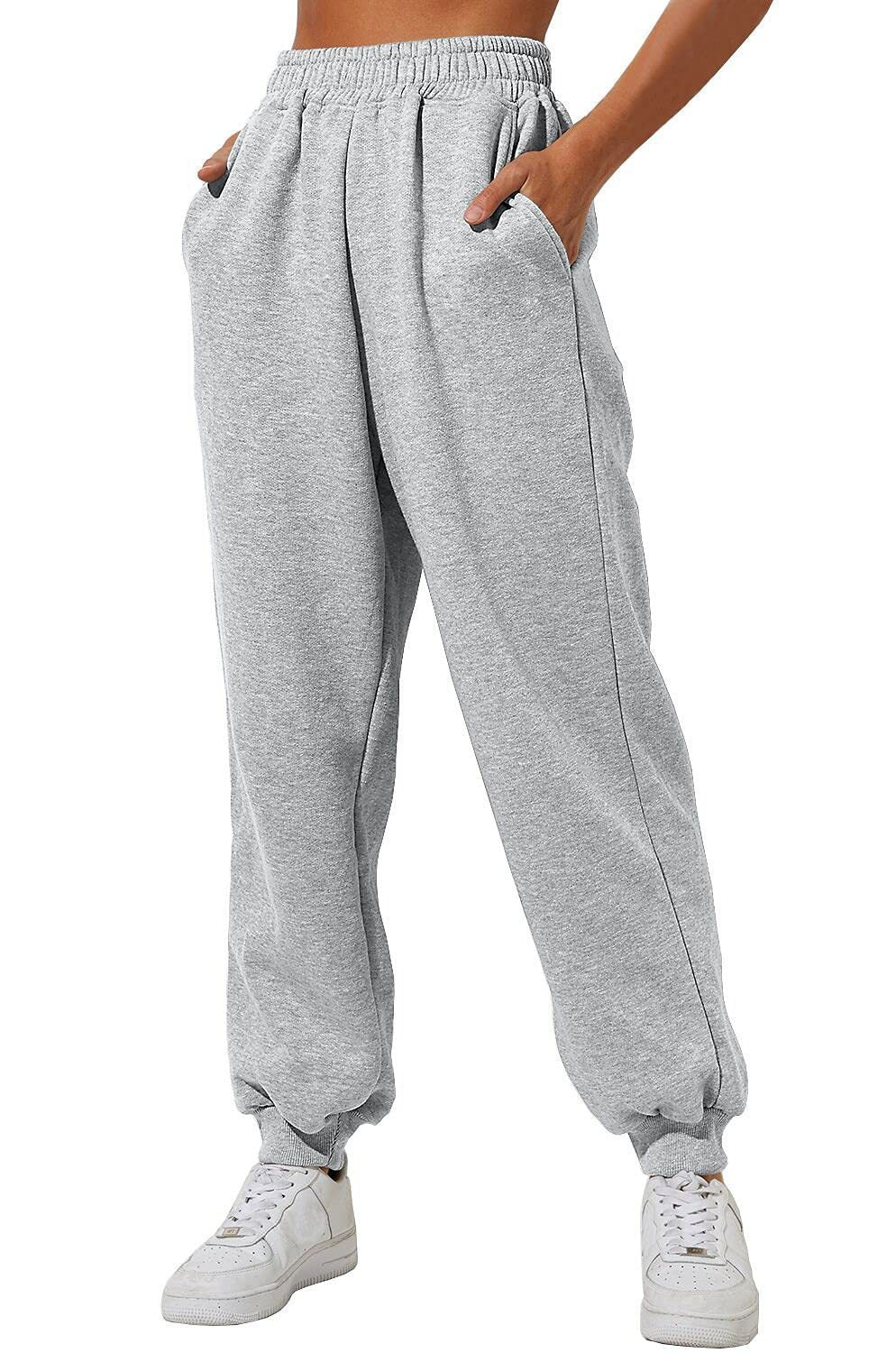 Damen nan lockere High‑Waist Jogginghose mit doppellagigem Komfortbund, seitlichen Eingrifftaschen und gerafften Knöchelbündchen Echo Archiv