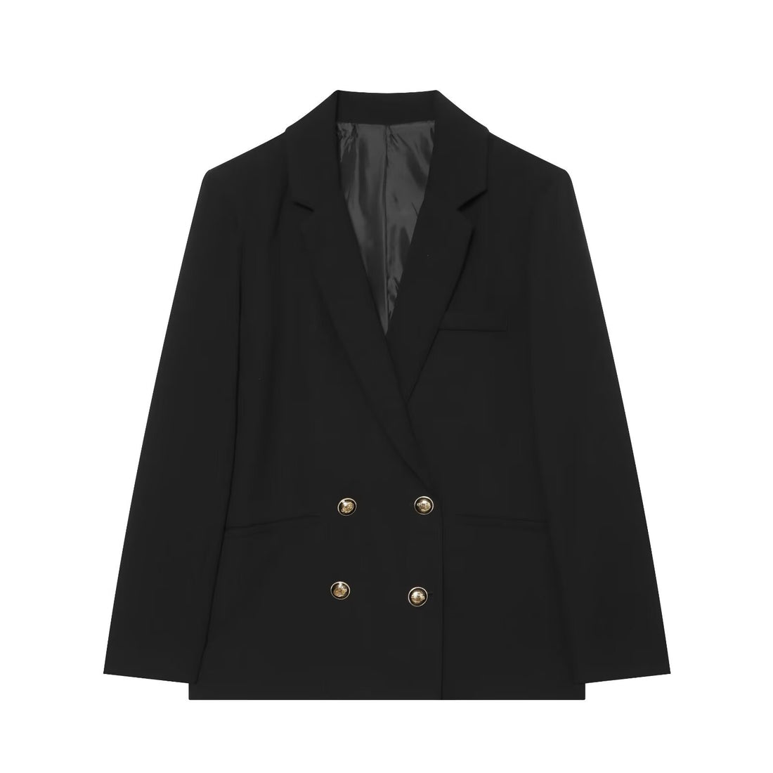 Damen Zweireihiger Oversize‑Blazer mit goldenen Zierknöpfen Echoarchiv