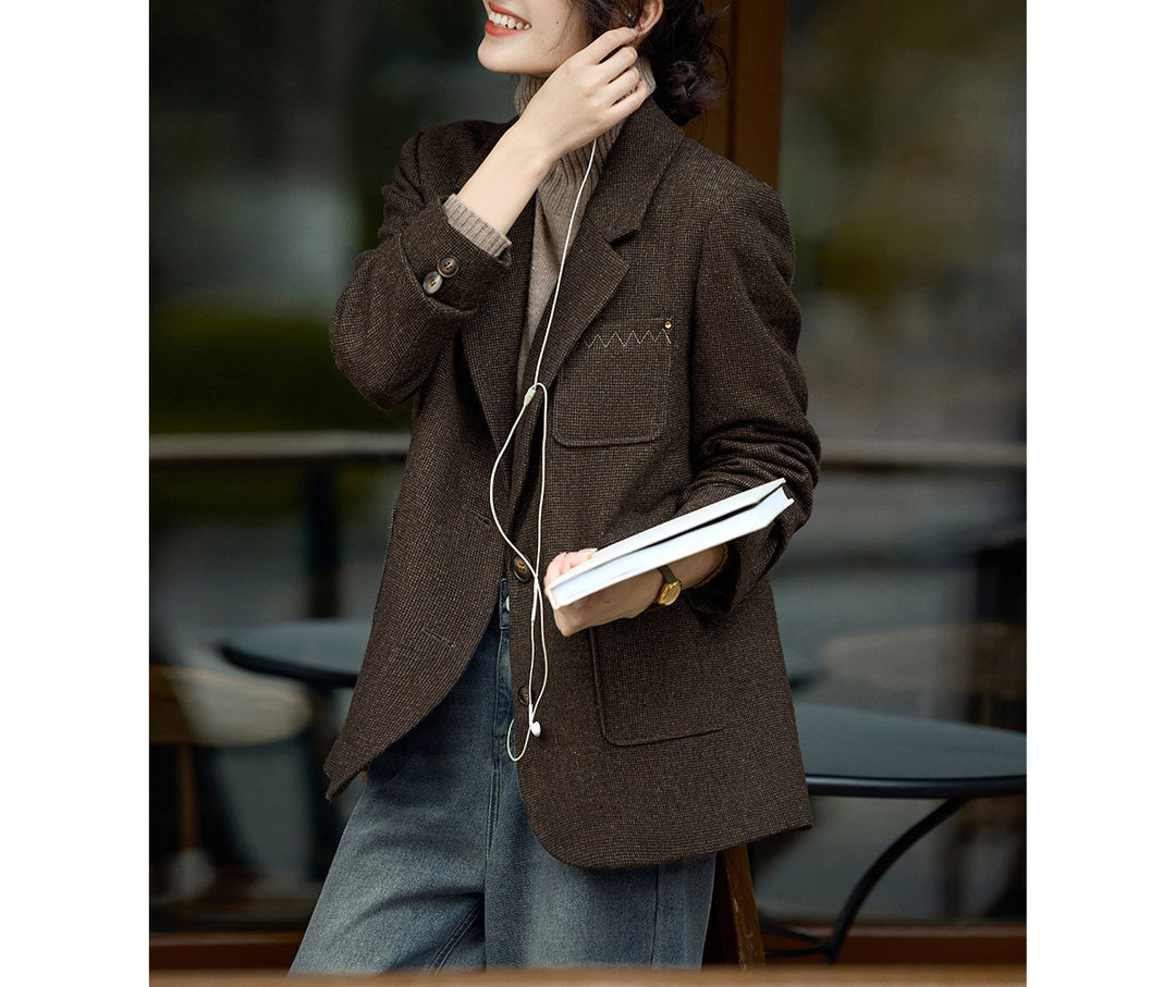 Damen Modern geschnittener Blazer mit strukturiertem Stoff Echoarchiv