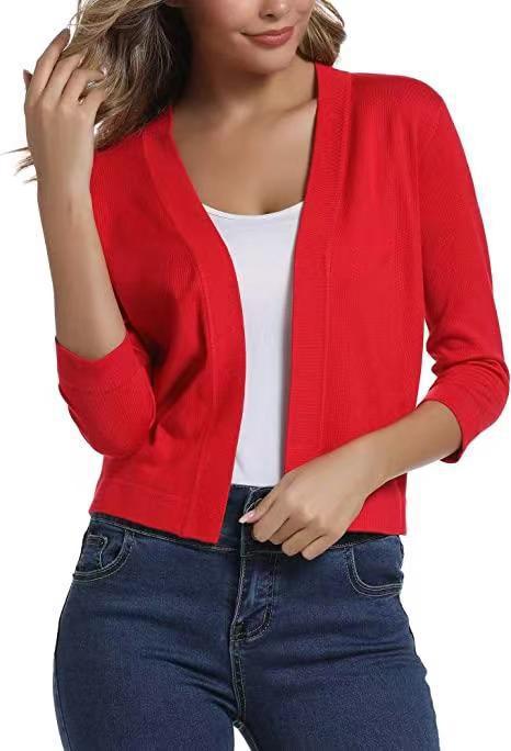 Damen nan offener Kurzcardigan mit dreiviertelärmeln und elastischem Saum Echo Archiv
