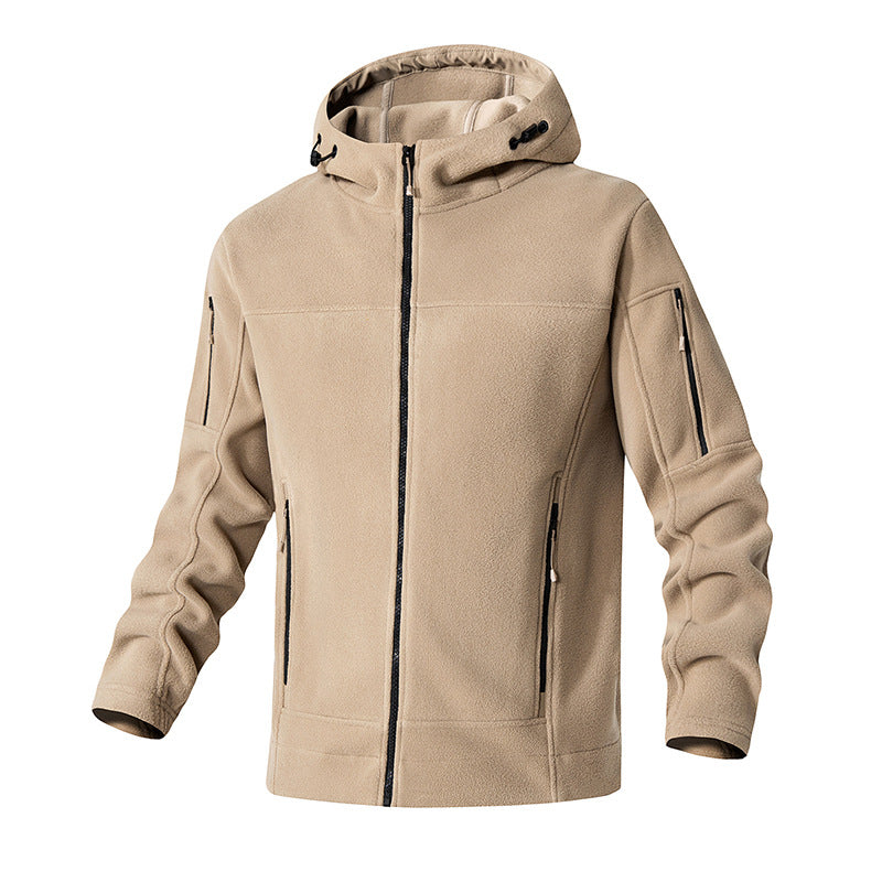 Herren technische Fleecejacke mit verstellbarer Kapuze und mehreren Reißverschlusstaschen Echoarchiv