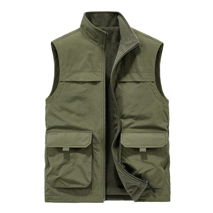 Herren Wattierte Utility-Weste mit Fleece-Innenfutter, Mehrfach-Taschen und Stehkragen Echoarchiv