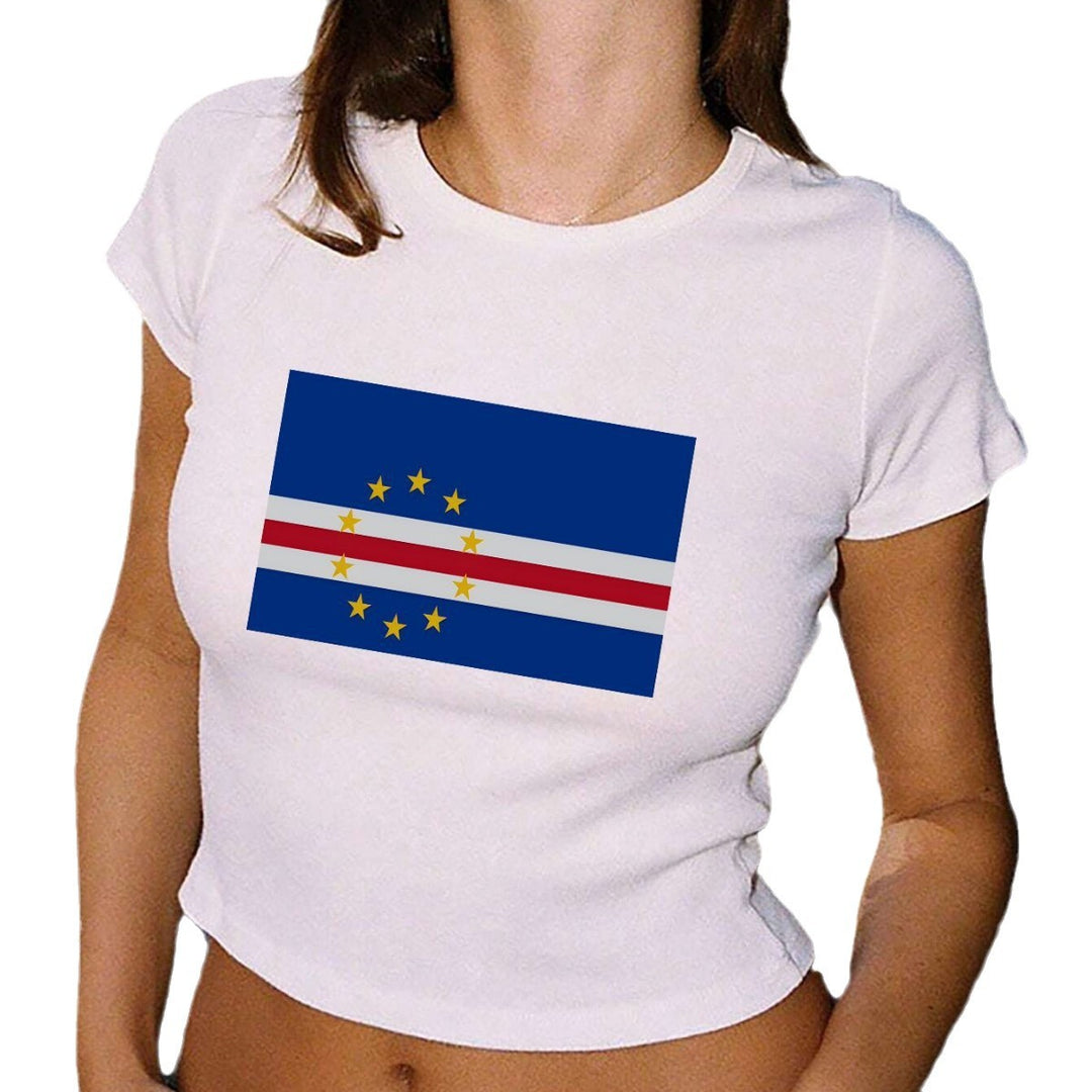 Damen Crop-T-Shirt mit kreativem Landesflaggen-Design Echo Archiv