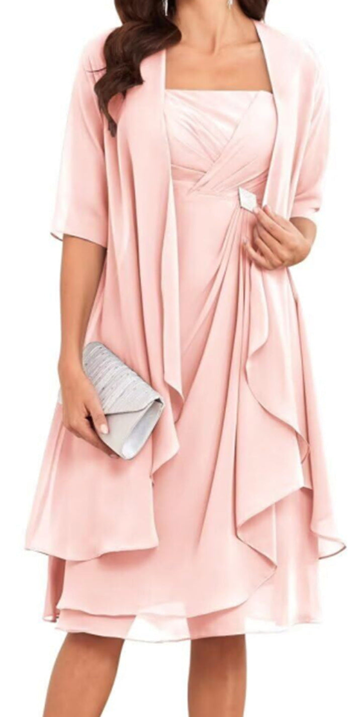 Damen nan Chiffon-Abendkleid mit Bolero und asymmetrischem Lagenrock Echoarchiv