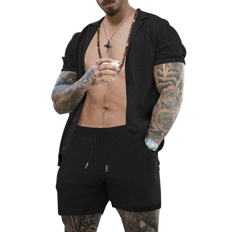 Herren atmungsaktives Kurzarm-Hemd und Shorts Set Echoarchiv