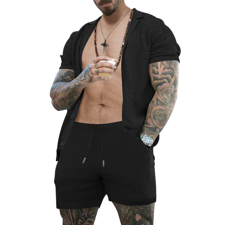 Herren atmungsaktives Kurzarm-Hemd und Shorts Set Echoarchiv