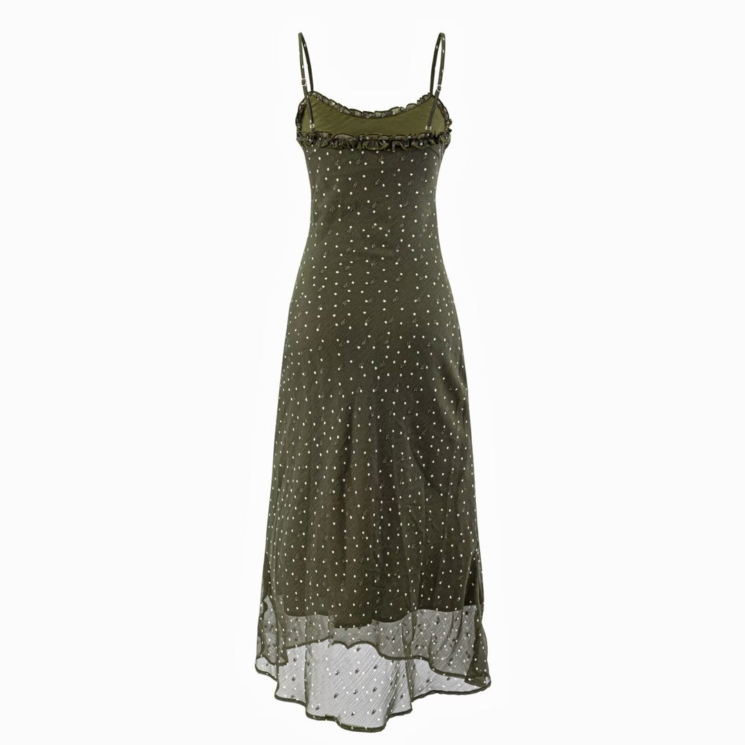 Damen Maxikleid mit zarten Spaghettiträgern und Punktmuster Echo Archiv